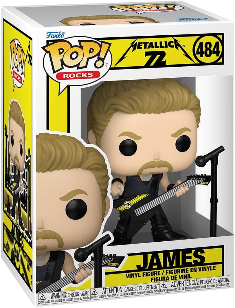 Funko Pop James Hetfield Metallica con guitarra Explorer blanca