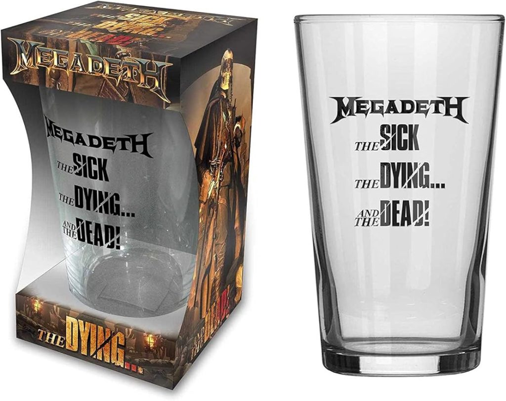 vaso de cerveza de la banda Megadeth. Ideal para beber cervezas de bandas de rock y metal