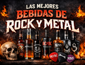 Selección de bebidas de bandas de rock y metal con rones y ginebras premium para fans del género