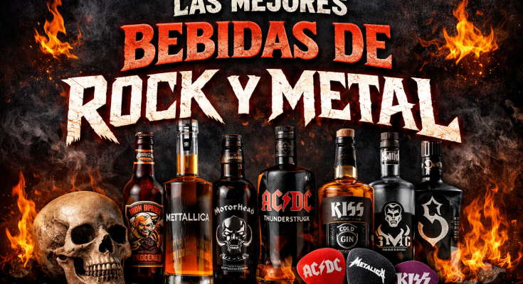Selección de bebidas de bandas de rock y metal con rones y ginebras premium para fans del género