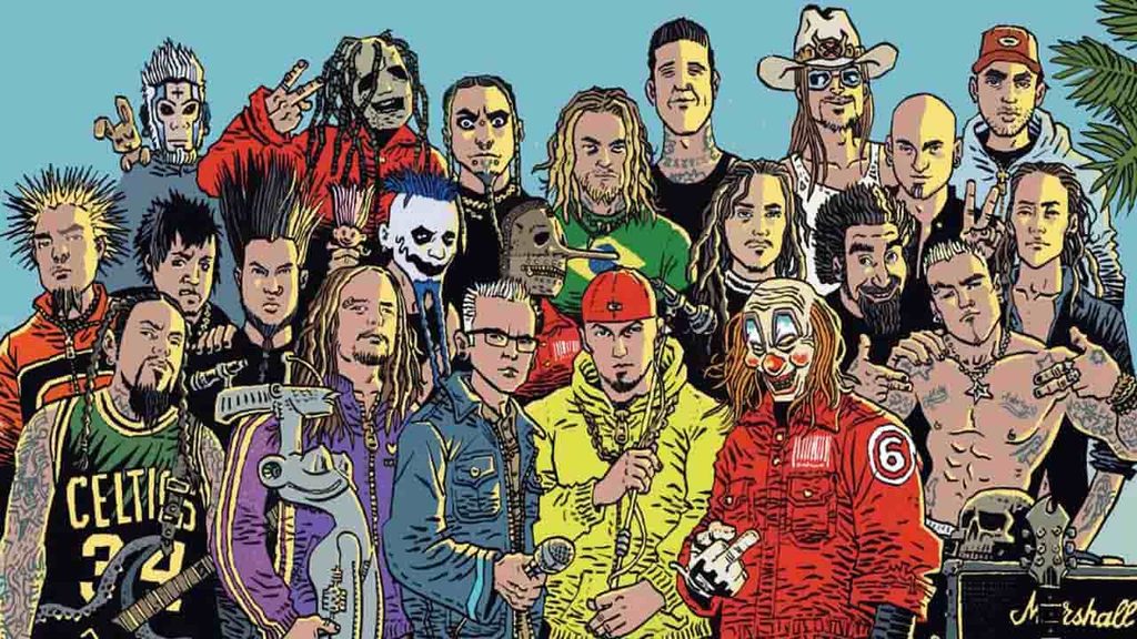 ilustracion de los mayores referentes del nu metal dosmilero